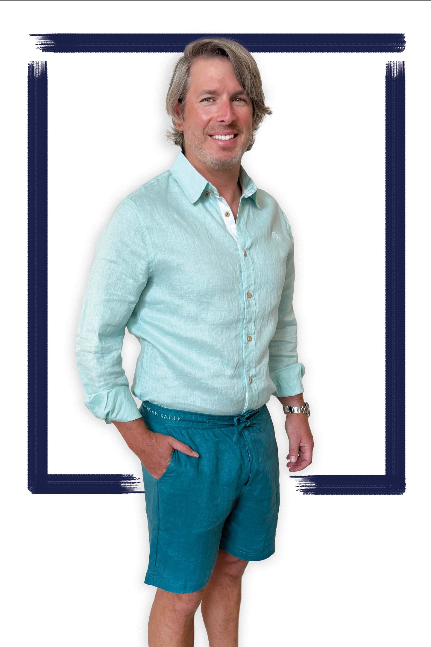 Linen Shorts | Marine